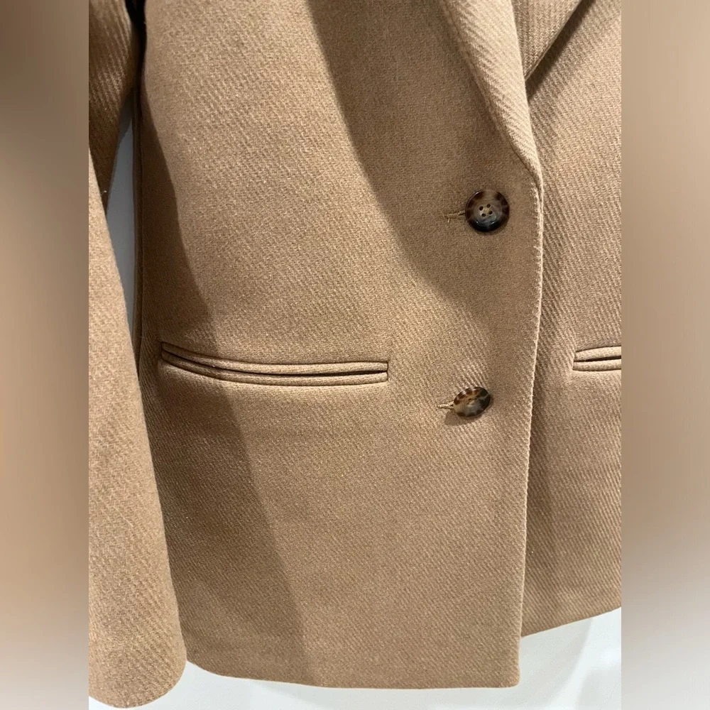 NWT abercrombie wool blend blazer coat in camel XXS P - Picture 2 of 14